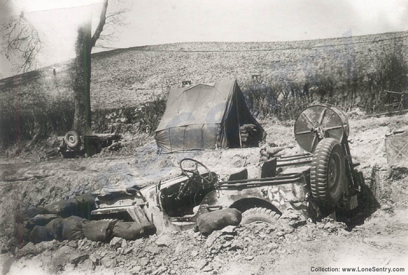 [Photograph of WWII U.S. Army Jeep in Italy]